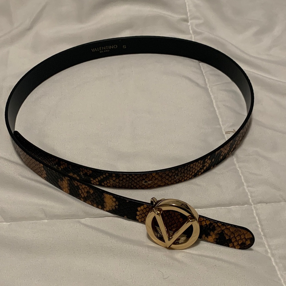 Valentino by Mario Valentino Snake Print Leather Belt Made in Italy size Small